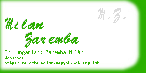 milan zaremba business card